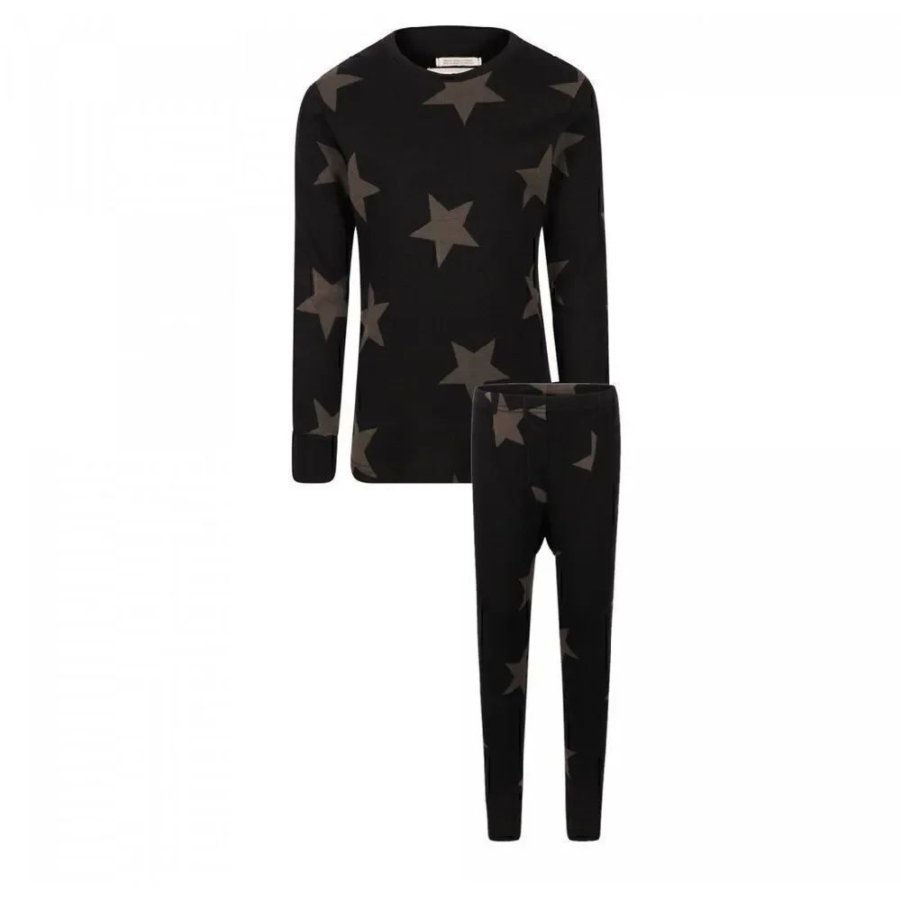 NUNUNU, Stars Print Loungewear Set in Black Size: 18-24 mth (92 cm)